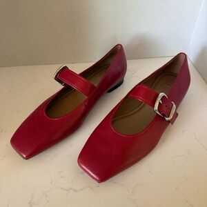 Vince Daniela Flats Red Leather Mary Jane | Women’s Size 6 | New Without Box